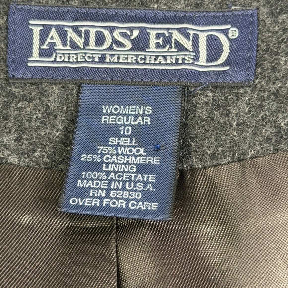 Lands' End Wool Cashmere Blazer Gray USA Made Tailored Classic Womens 10 - Picture 4 of 13